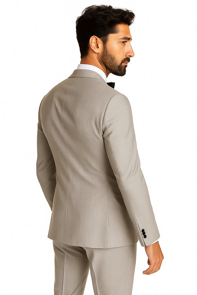 Men's Slim Fit Peak Lapel Wool Grey Tuxedo Suit Jacket