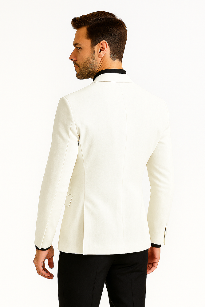 Mens Double Breasted Suits Jacket Solid White Linen Dress Casual Jacket Blazer