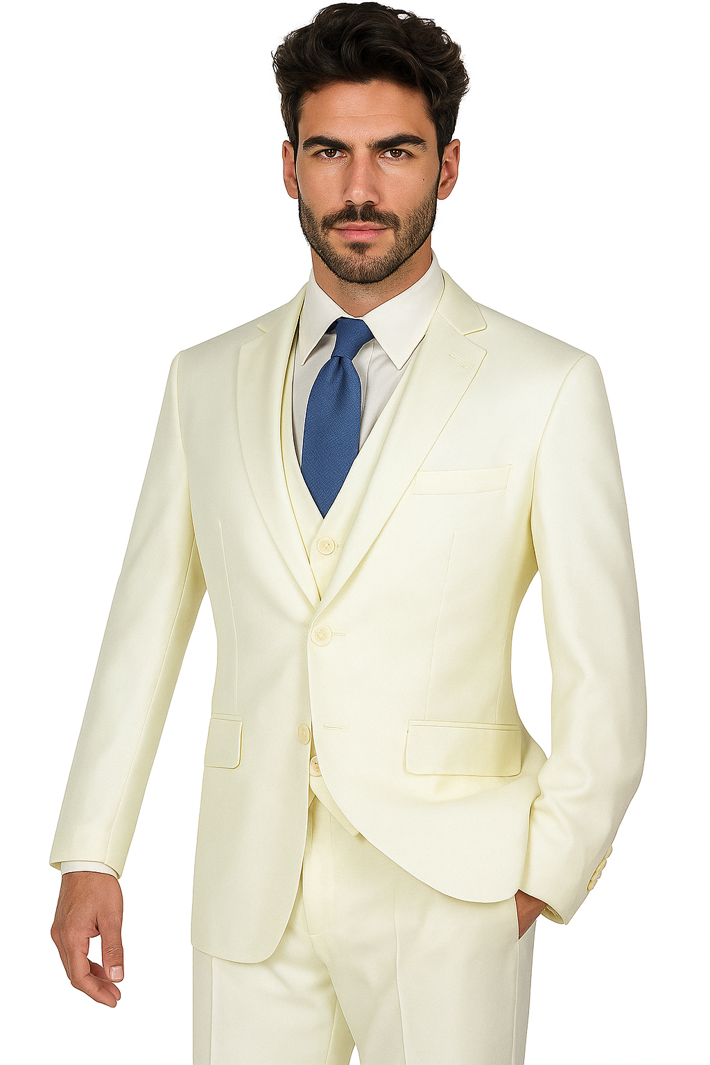 Mens Slim Fit Wool Feel Tuxedo in Ivory main image 0