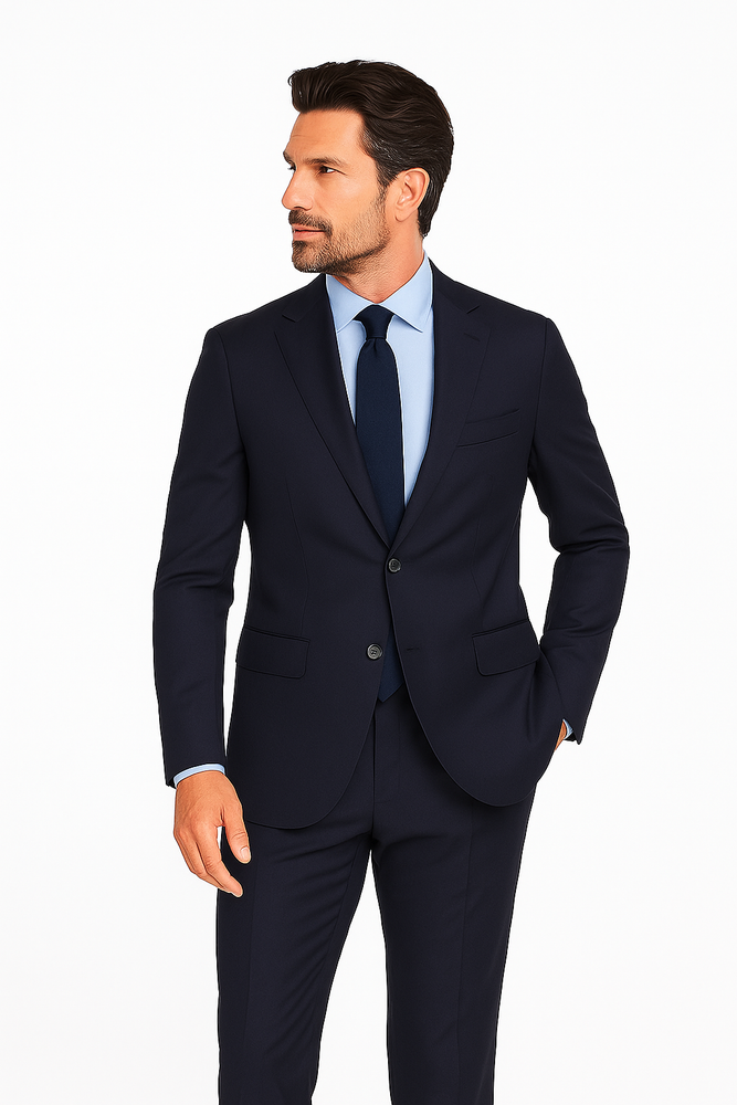 Novello Navy, Modern Fit, Pure Wool Suit by Tiglio Luxe