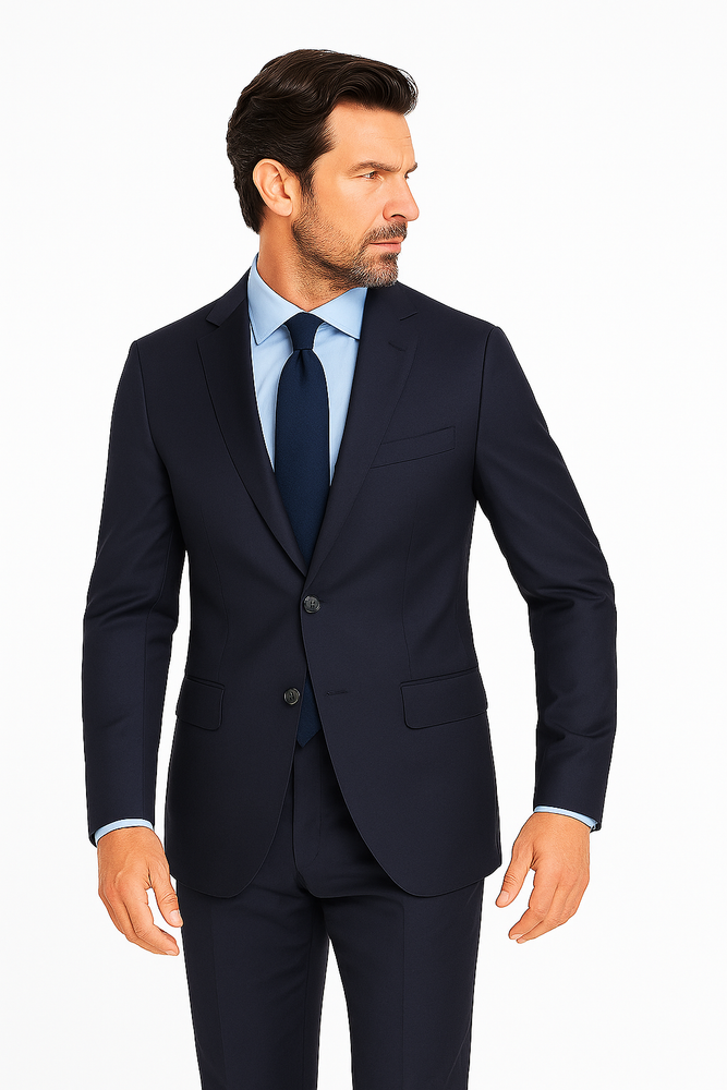 Novello Navy, Modern Fit, Pure Wool Suit by Tiglio Luxe