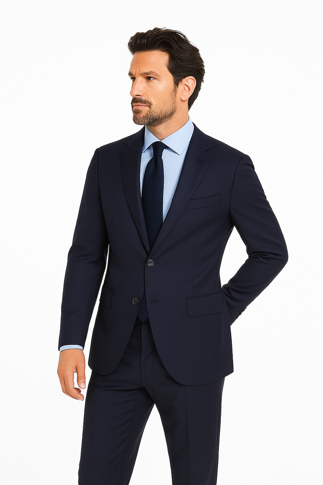 Novello Navy, Modern Fit, Pure Wool Suit by Tiglio Luxe