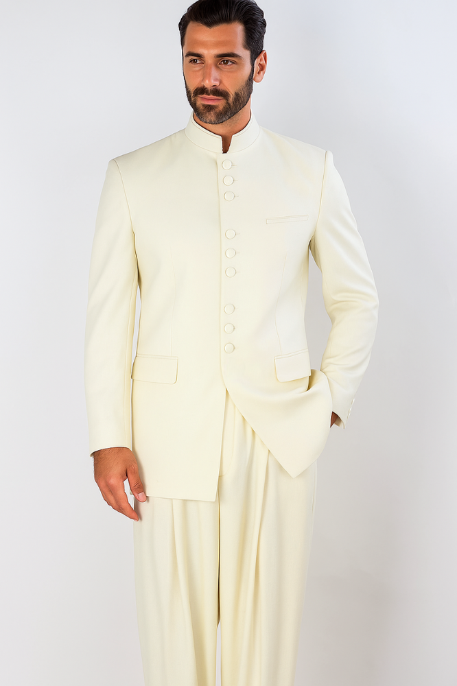 Apollo King Men's 2 Piece Nehru Style Outlet Suit Mandarin Collar