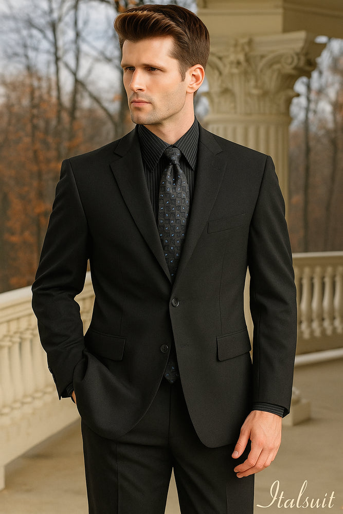 Charcoal Gray 2 Button Wool 2pc Suit Super 150's with Hand Pick Stitch Suit