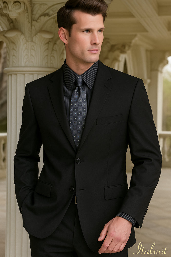 Charcoal Gray 2 Button Wool 2pc Suit Super 150's with Hand Pick Stitch Suit