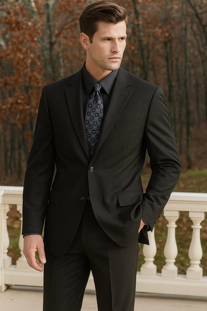 Charcoal Gray 2 Button Wool 2pc Suit Super 150's with Hand Pick Stitch Suit