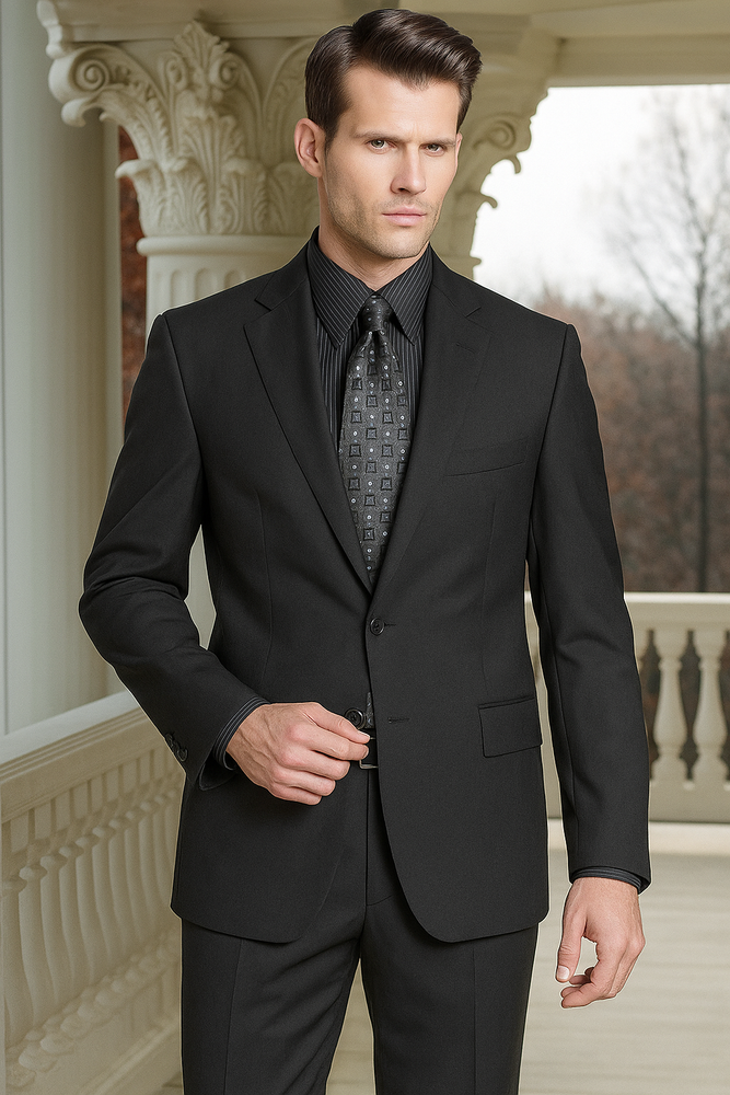 Charcoal Gray 2 Button Wool 2pc Suit Super 150's with Hand Pick Stitch Suit