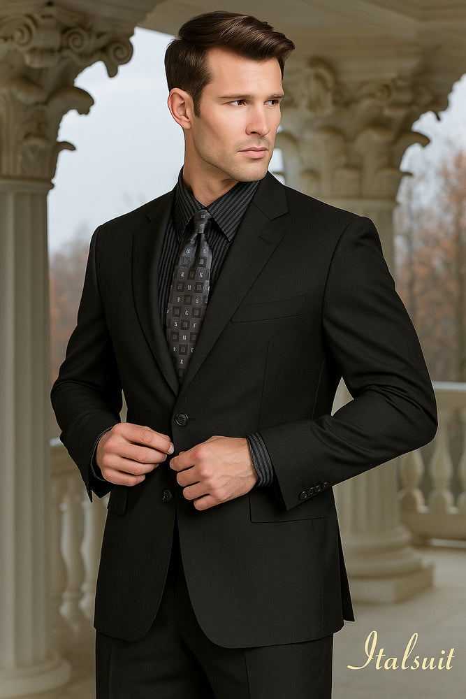 Charcoal Gray 2 Button Wool 2pc Suit Super 150's with Hand Pick Stitch Suit