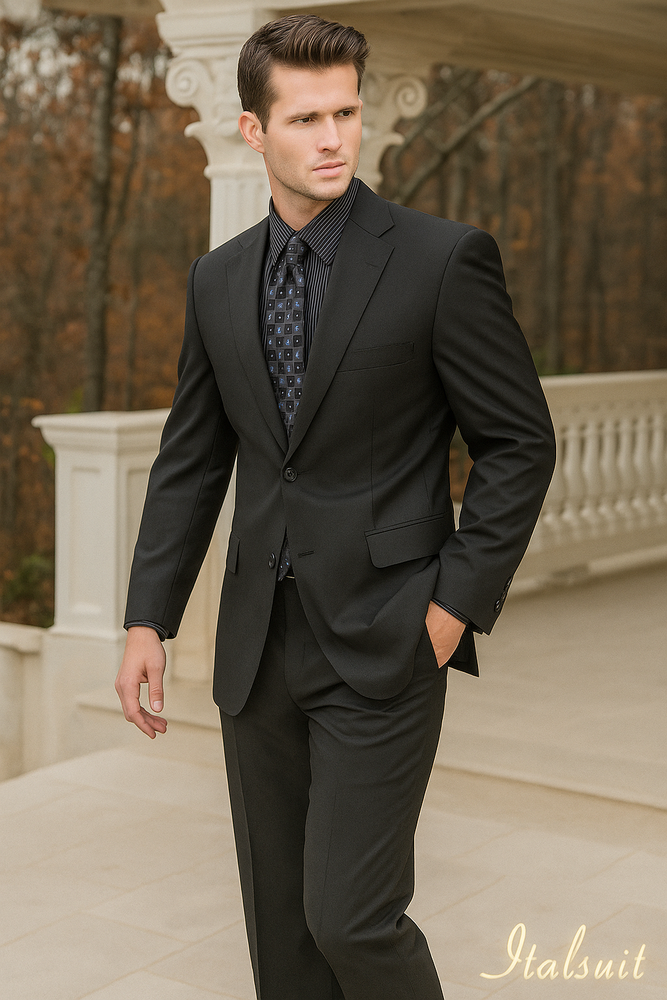 Charcoal Gray 2 Button Wool 2pc Suit Super 150's with Hand Pick Stitch Suit