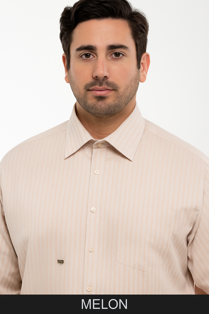 NTFRV4906 Men's French Cuff Best Cheap Priced Designer Sale Herringbone Tweed Dress Shirt ~ Stripe Melon Men's Dress Shirt