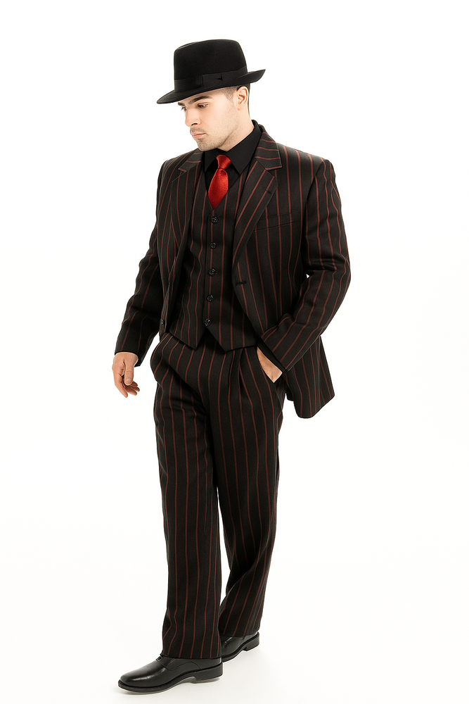 Men's Black with red stripe Zoot Suit