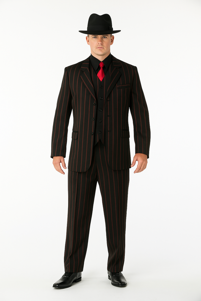 Men's Black with red stripe Zoot Suit