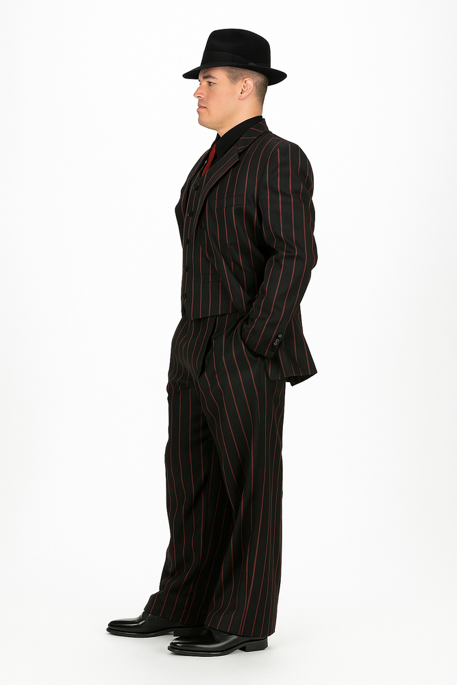 Men's Black with red stripe Zoot Suit