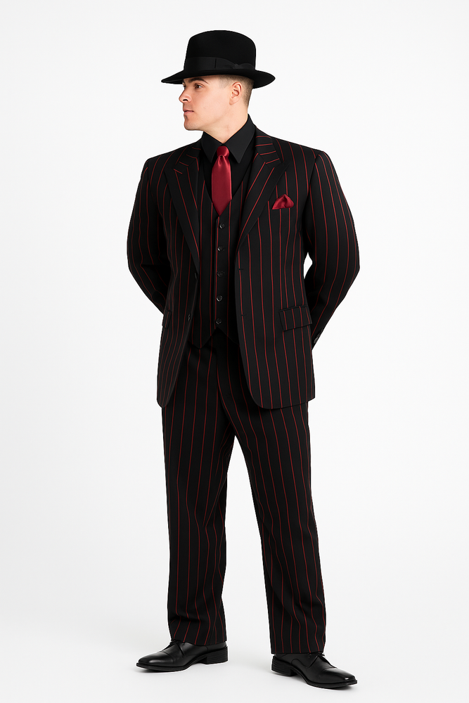 Men's Black with red stripe Zoot Suit