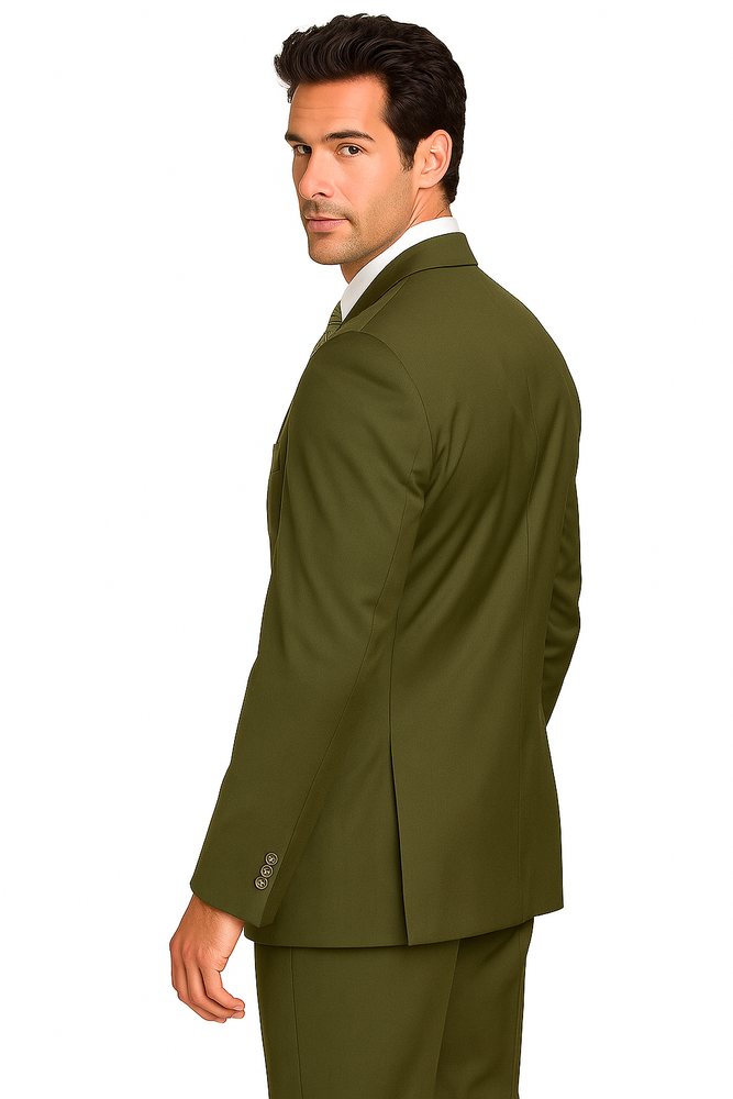 Mix and Match Suits Men's Suit Separates Wool Fabric Dark Olive Green