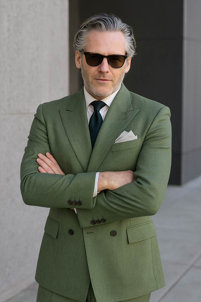 Sage Green Double Breasted Suit