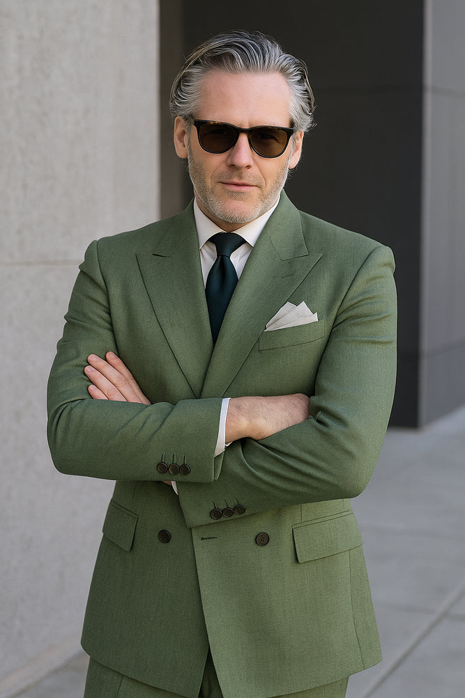 Sage Green Double Breasted Suit