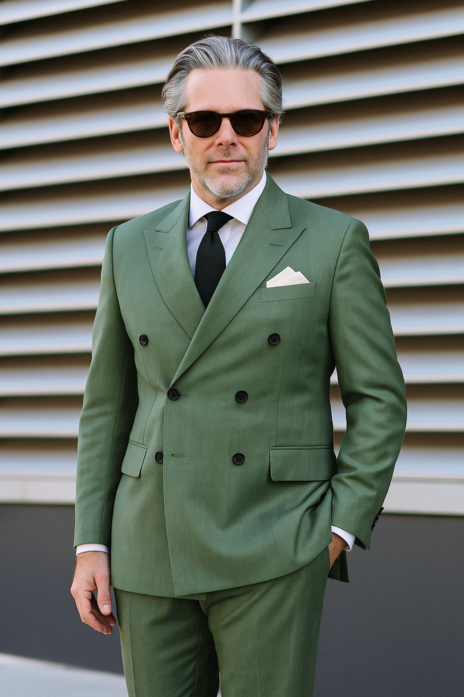 Sage Green Double Breasted Suit