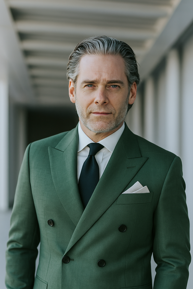 Sage Green Double Breasted Suit