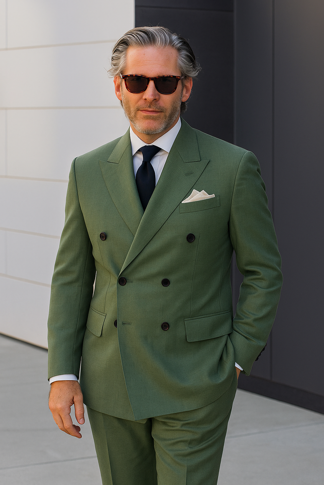 Sage Green Double Breasted Suit