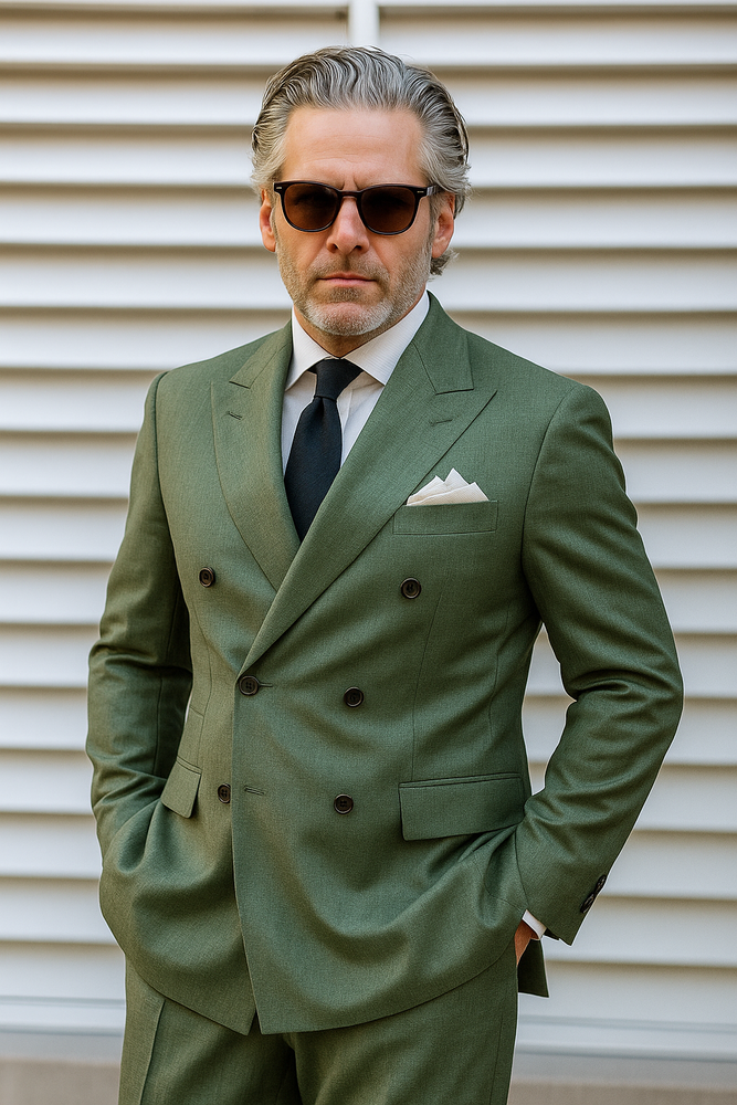 Sage Green Double Breasted Suit