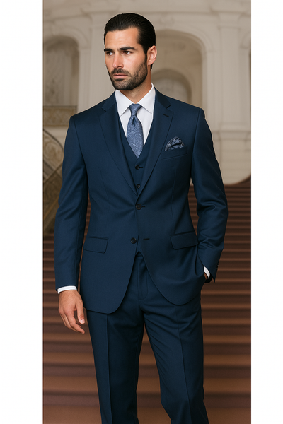 Indigo Bright Blue Athletic Cut Classic Suits