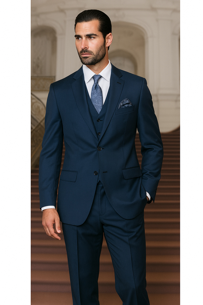 Indigo Bright Blue Athletic Cut Classic Suits