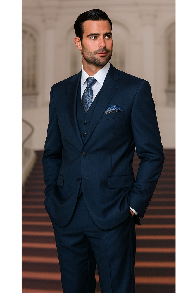 Indigo Bright Blue Athletic Cut Classic Suits