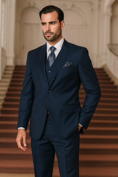 Indigo Bright Blue Athletic Cut Classic Suits