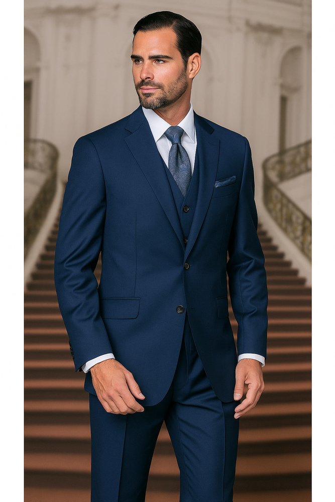 Indigo Bright Blue Athletic Cut Classic Suits