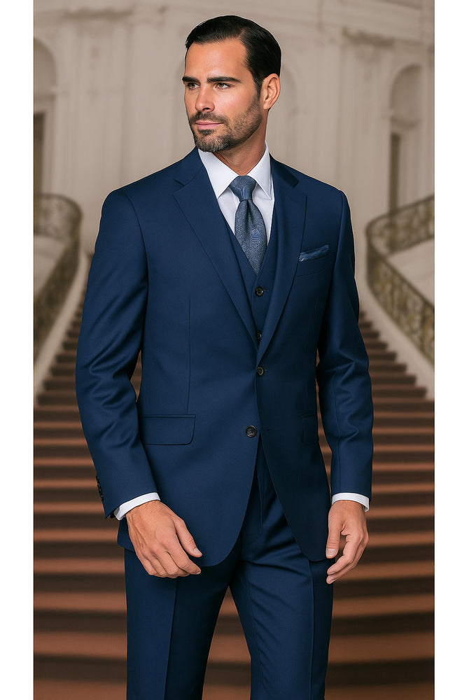 Indigo Bright Blue Athletic Cut Classic Suits