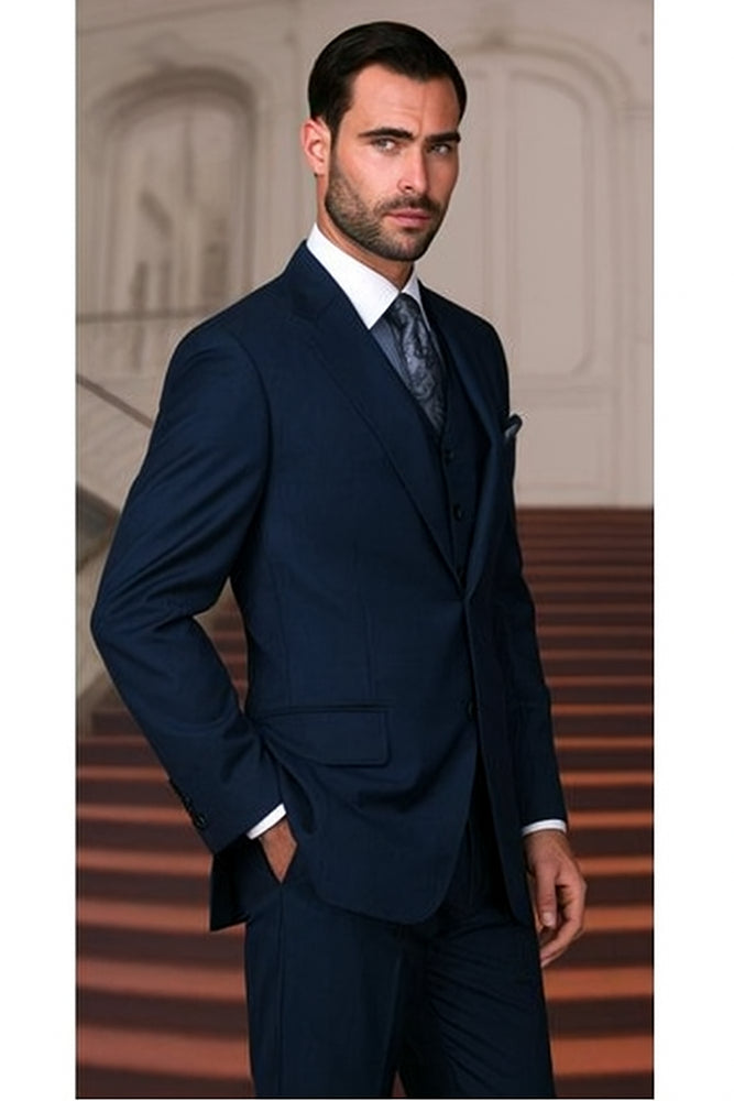 Indigo Bright Blue Athletic Cut Classic Suits