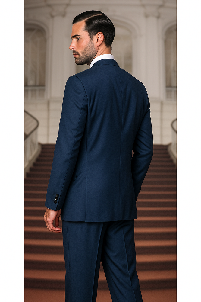 Indigo Bright Blue Athletic Cut Classic Suits