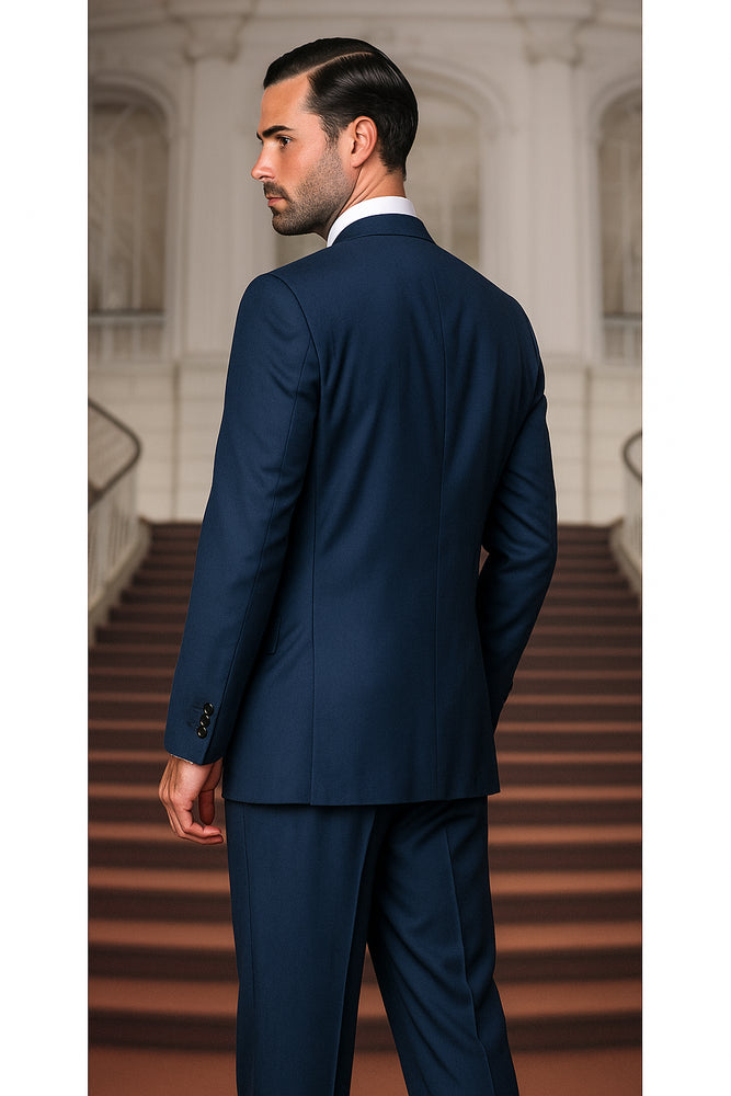 Indigo Bright Blue Athletic Cut Classic Suits