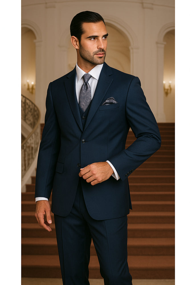 Indigo Bright Blue Athletic Cut Classic Suits