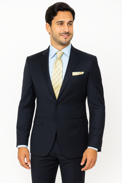 1 Button Tapered Cut Vented Wool Blend Flat Front Suit Online Discount Fashion Sale