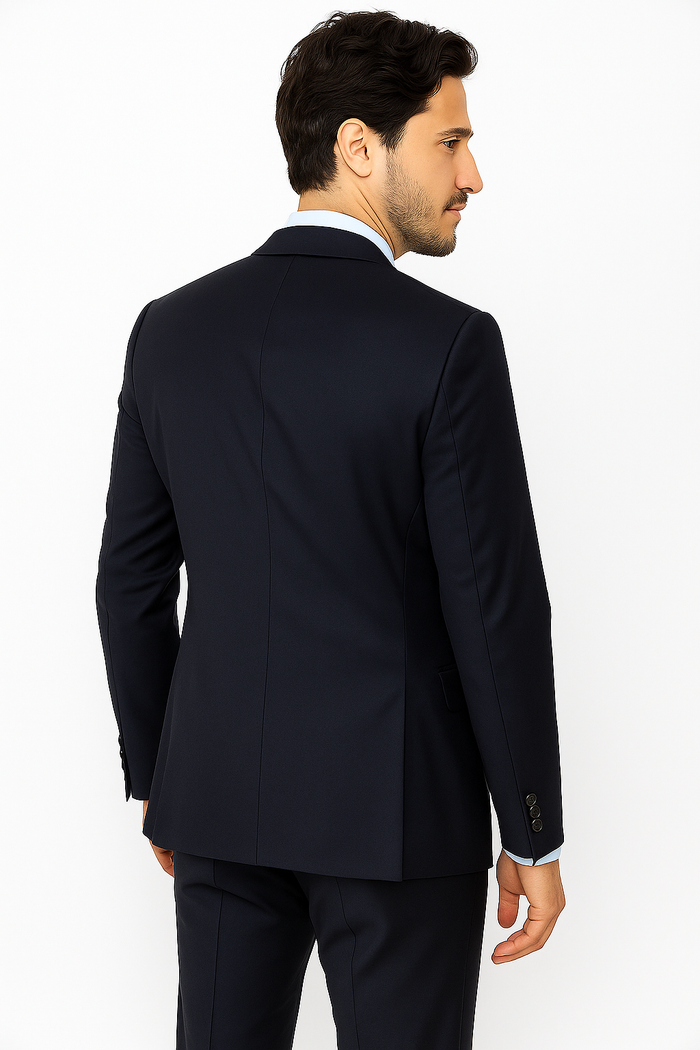 1 Button Tapered Cut Vented Wool Blend Flat Front Suit Online Discount Fashion Sale