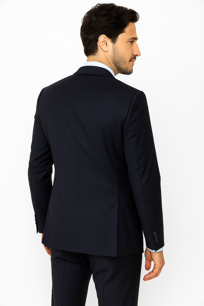 1 Button Tapered Cut Vented Wool Blend Flat Front Suit Online Discount Fashion Sale