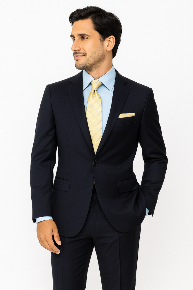 1 Button Tapered Cut Vented Wool Blend Flat Front Suit Online Discount Fashion Sale