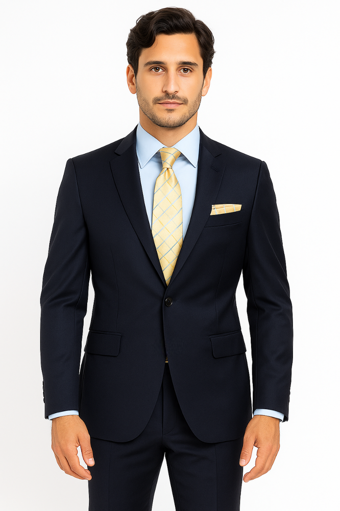 1 Button Tapered Cut Vented Wool Blend Flat Front Suit Online Discount Fashion Sale