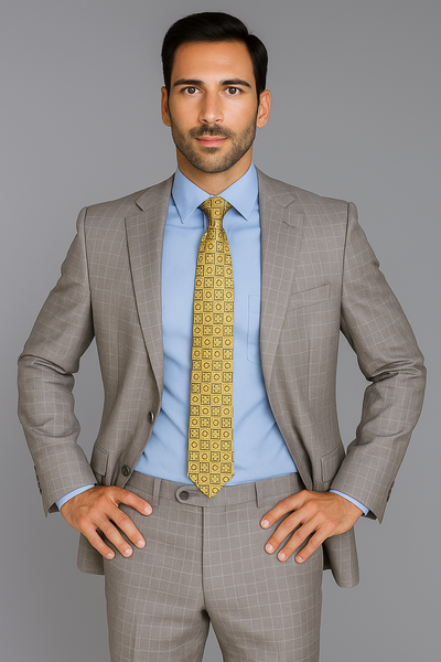 Giorgio Fiorelli Suit Men's Windowpane Authentic Giorgio Fiorelli Brand suits Flat Front Pants