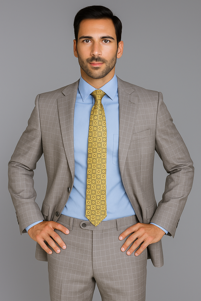 Giorgio Fiorelli Suit Men's Windowpane Authentic Giorgio Fiorelli Brand suits Flat Front Pants