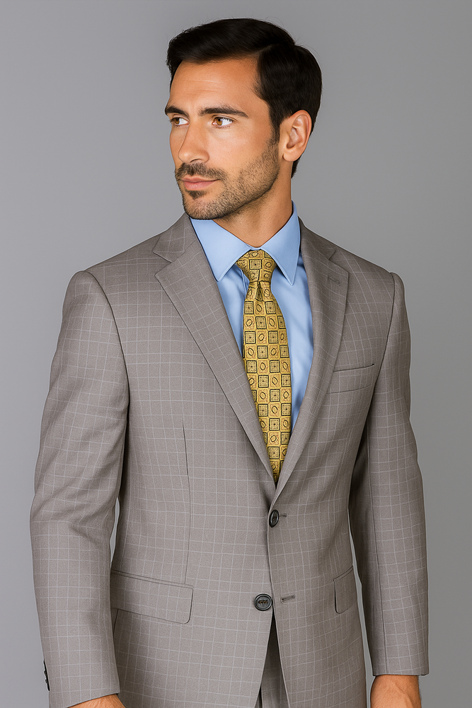 Giorgio Fiorelli Suit Men's Windowpane Authentic Giorgio Fiorelli Brand suits Flat Front Pants