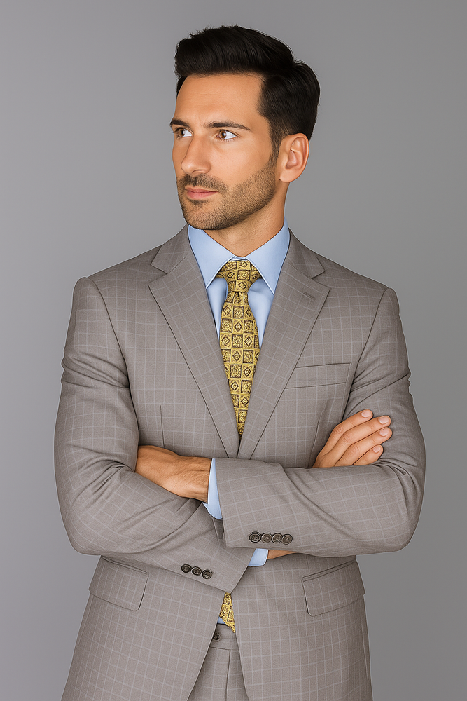 Giorgio Fiorelli Suit Men's Windowpane Authentic Giorgio Fiorelli Brand suits Flat Front Pants