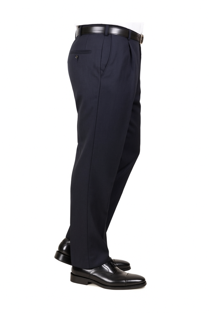 Mens Double Pleated Trousers - Double Pleated Dress Pants - Slacks Navy