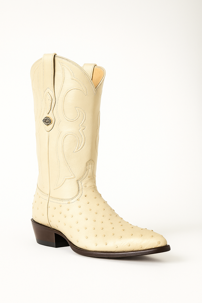 Los Altos Men's Winter White Genuine Full Quill Ostrich Boots