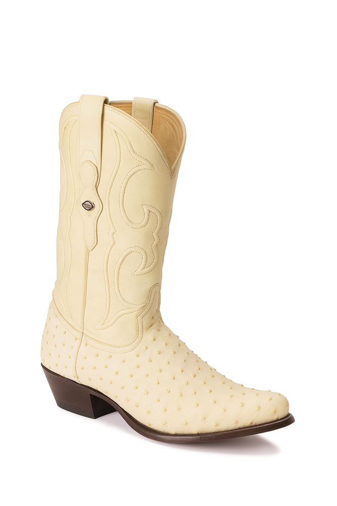 Los Altos Men's Winter White Genuine Full Quill Ostrich Boots