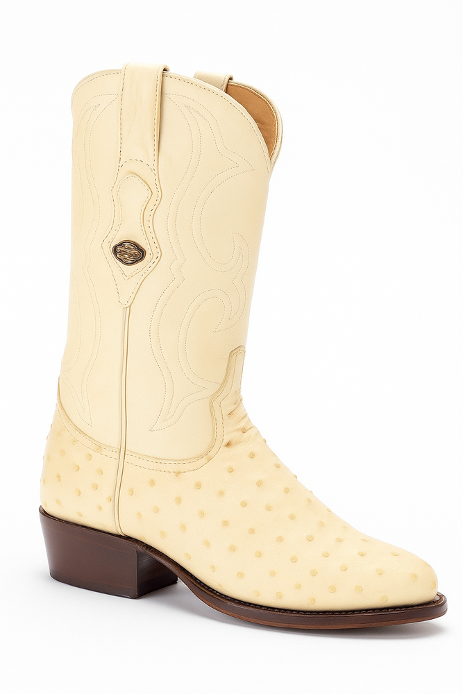 Los Altos Men's Winter White Genuine Full Quill Ostrich Boots