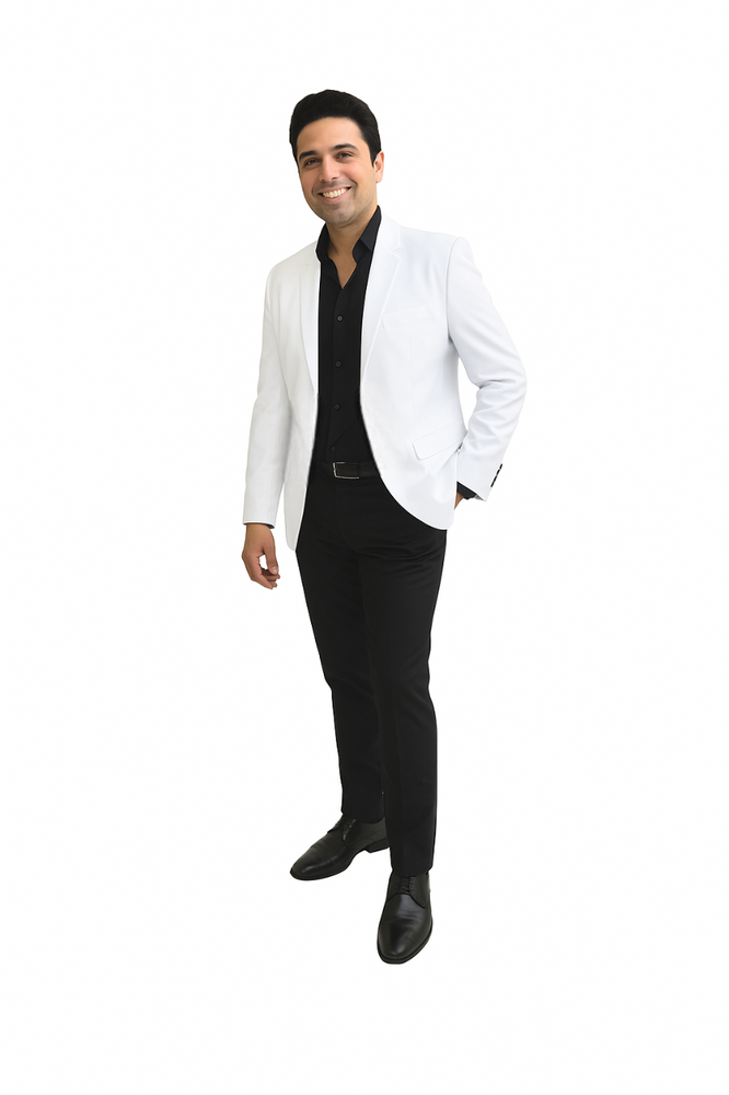 Men's White Collarless Groom Wedding Blazer