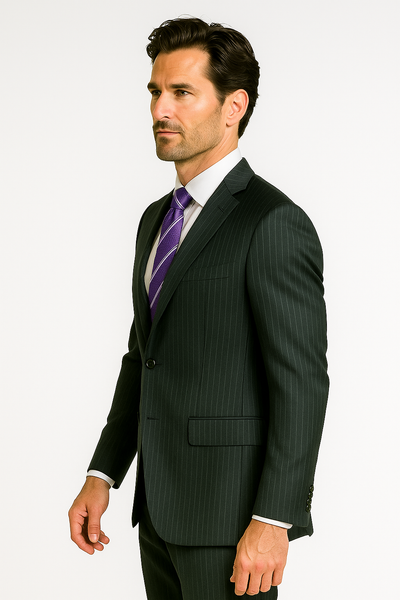 Mix and Match Suits Men's 2 Button 100% Wool Suit Stripe Discounted Online Sale Only